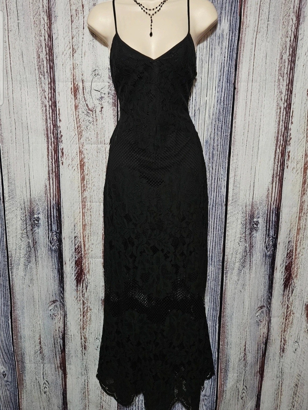 Tobi Black Lace Maxi Slip Dress